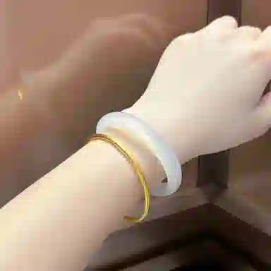 月岚 一步一响 贵妃新中式国风古风旗袍汉服气质年轻叮当镯 玉石 猫眼石 手镯 女款