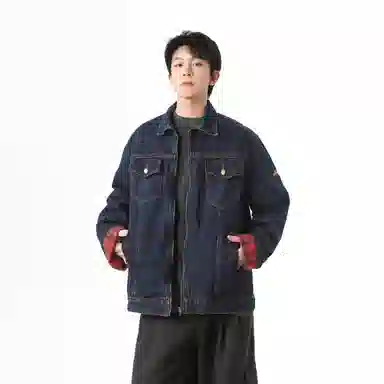 PANDA ADEVIL Retro Plaid Denim Jacket