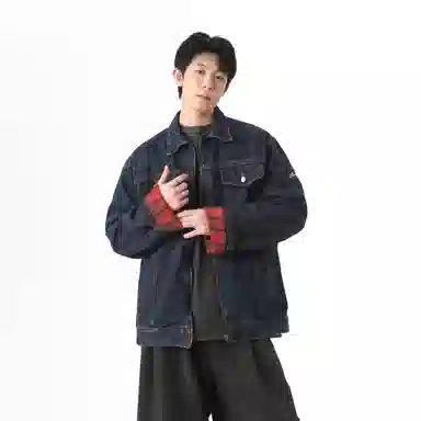 PANDA ADEVIL Retro Plaid Denim Jacket