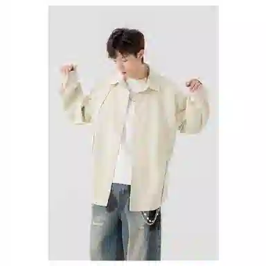 北极绒 纯色简约时尚百搭复古宽松衬衫 男款