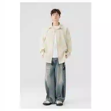 北极绒 纯色简约时尚百搭复古宽松衬衫 男款