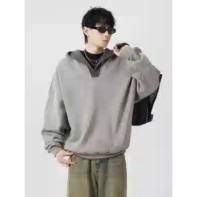 北极绒 纯色套头宽松休闲卫衣 男款