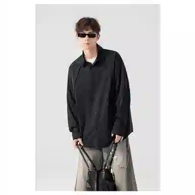 北极绒 纯色简约时尚百搭复古宽松衬衫 男款