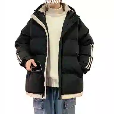 北极绒 白鸭绒连帽羽绒潮牌百搭保暖加厚大码面包服棉服 男款