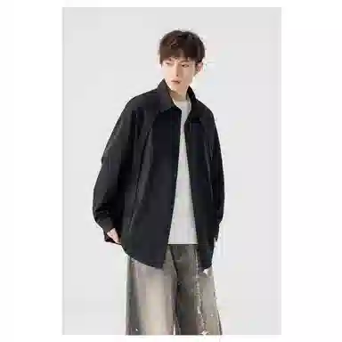 北极绒 纯色简约时尚百搭复古宽松衬衫 男款