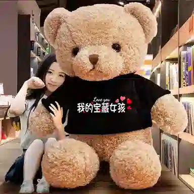 馨贝轩 特大号泰迪熊 定制卫衣熊 抱抱熊 蜜桃绒 夹腿睡觉娃娃 玩偶 毛绒公仔