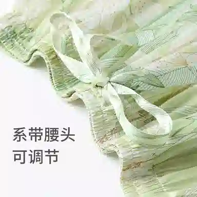舒雅 植物翻领清新上衣舒适透气长裤睡衣套装 女款 浅绿