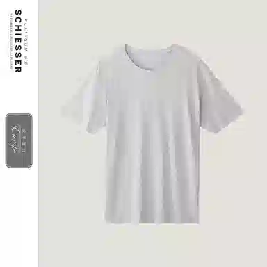 舒雅 宽松纯色圆领短袖睡衣上装 男款 花灰