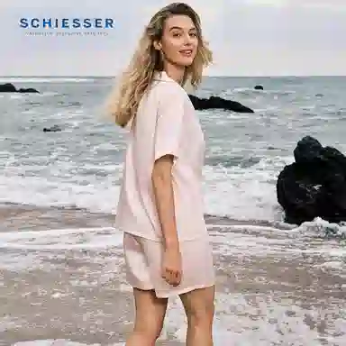 舒雅 梭织透气翻领睡衣套装 女款