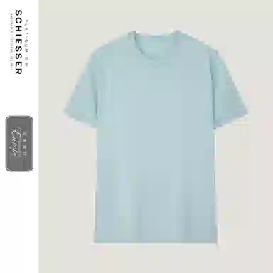 舒雅 圆领丝光短袖纯色睡衣上装 男款