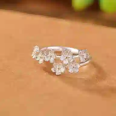 麟典 喜上梅梢连理枝 温柔气质古风梅花 小众设计轻奢精致开口指环 汉服配饰 合金 戒指 女款