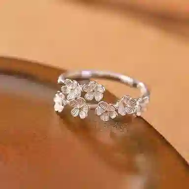 麟典 喜上梅梢连理枝 温柔气质古风梅花 小众设计轻奢精致开口指环 汉服配饰 合金 戒指 女款