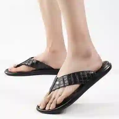 酷丁 经典百搭 舒适柔软耐折 防磨防滑人字拖鞋 男款 黑色