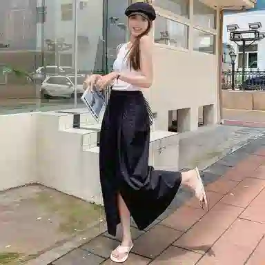 美洋  极简真皮沙滩平底方头人字拖鞋 女款