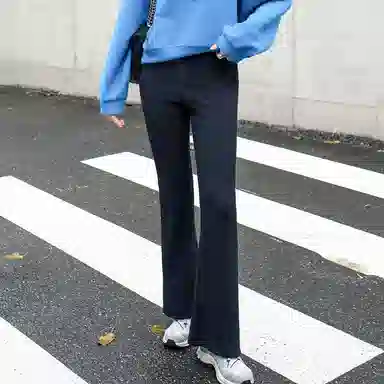 美洋 肌理弹力修身长裤休闲裤 女款 深蓝色