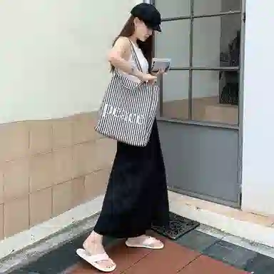 美洋  极简真皮沙滩平底方头人字拖鞋 女款