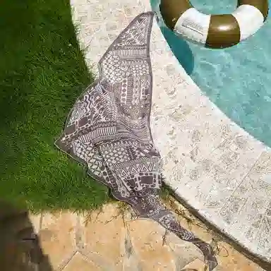 美洋 撞色抽象几何 涤纶 丝巾 男女同款情侣款