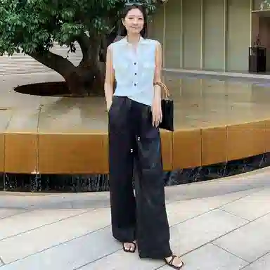美洋 墨生花 新中式国风提|清新雅致休闲裤 女款 黑色