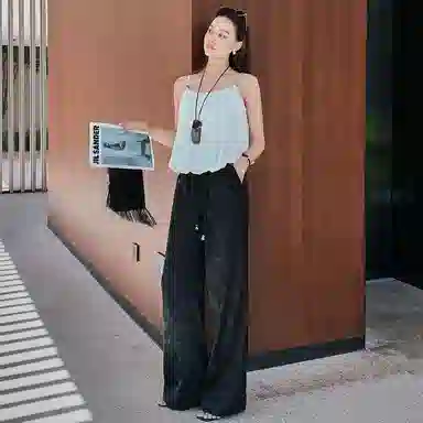 美洋 墨生花 新中式国风提|清新雅致休闲裤 女款 黑色