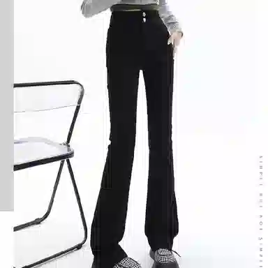 木木兔 潮流时尚微喇裤高腰牛仔裤 女款