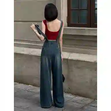 木木兔 阔腿高腰直筒适中背带裤 女款