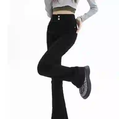 木木兔 潮流时尚微喇裤高腰牛仔裤 女款