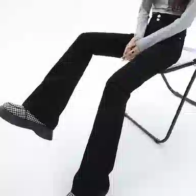 木木兔 潮流时尚微喇裤高腰牛仔裤 女款