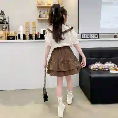 木木兔裙装套装  时髦洋气学院风甜美时尚女孩娃娃领百褶裙百搭两件套