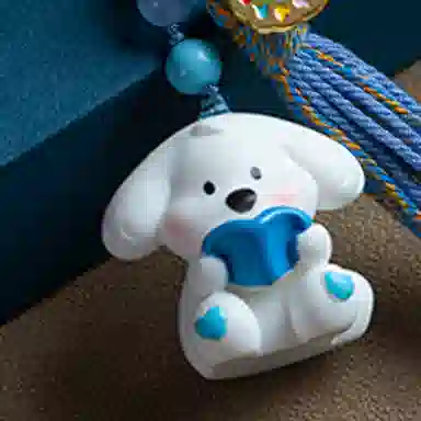 阿七 萌宠小狗 可爱创意旺旺钥匙扣书包挂饰手工编织挂绳治愈系背包玩偶 树脂 挂件 男女同款情侣款
