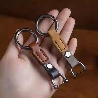 阿七 手缝头层潮品朋克风撞色简约挂绳创意精致挂件电动车车用钥匙包 牛皮 钥匙扣 男女同款情侣款