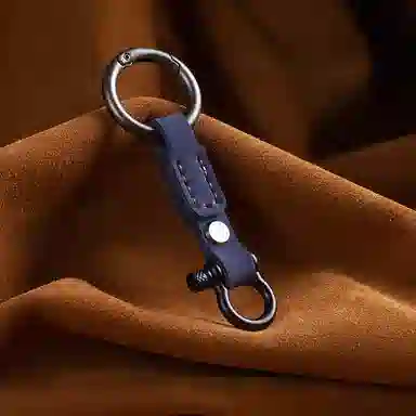 阿七 手缝头层潮品朋克风撞色简约挂绳创意精致挂件电动车车用钥匙包 牛皮 钥匙扣 男女同款情侣款