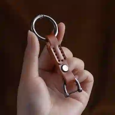 阿七 手缝头层潮品朋克风撞色简约挂绳创意精致挂件电动车车用钥匙包 牛皮 钥匙扣 男女同款情侣款