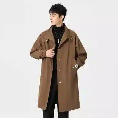 【dme】 简约韩系立领高品质气质宽松中长款大衣男秋款休闲设计时尚风衣外套 男女同款