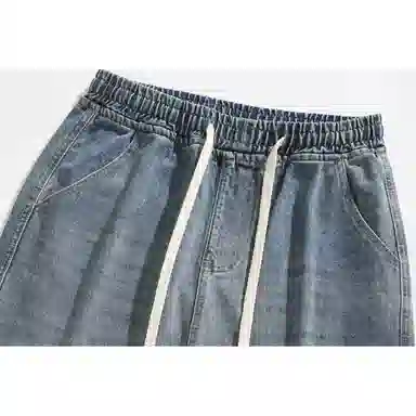 【dme】 潮流美式复古水洗宽松直筒裤潮牌高街百搭中性做旧休闲裤浅色系牛仔裤 男女同款