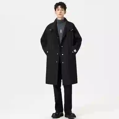 【dme】 简约韩系立领高品质气质宽松中长款大衣男秋款休闲设计时尚风衣外套 男女同款
