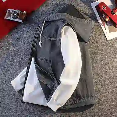 【dme】 春秋季连帽拉链马甲时尚帅气无袖上衣韩系时髦洋气入秋外搭气质有型百搭牛仔外套 男女同款