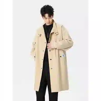 【dme】 简约韩系立领高品质气质宽松中长款大衣男秋款休闲设计时尚风衣外套 男女同款