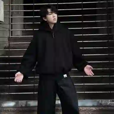 【dme】 美式高街重磅结构简约基础款连帽开衫上衣男秋款宽松情侣拉链休闲卫衣外套 男女同款