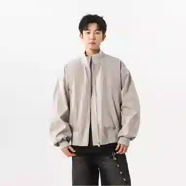 【dme】 潮流复古立领美式长袖潮牌宽松纯色中性风百搭休闲秋款上衣时尚舒适飞行员廓型夹克外套 男女同款