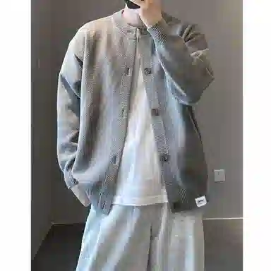 【dme】 潮流简约休闲美式纯色高级慵懒圆领线衣开衫宽松百搭高品质秋款针织衫 男女同款