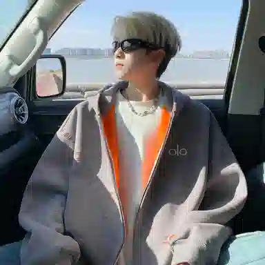 【dme】 潮牌复古美式重磅宽松设计刺绣磨破连帽外套男秋款时尚情侣百搭中性休闲卫衣帽衫 男女同款