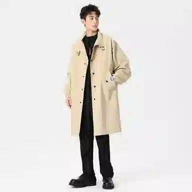 【dme】 简约韩系立领高品质气质宽松中长款大衣男秋款休闲设计时尚风衣外套 男女同款