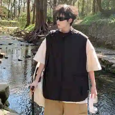 【dme】 日系纯色简约多口袋高级感潮牌户外无袖宽松休闲百搭上衣背心 男女同款