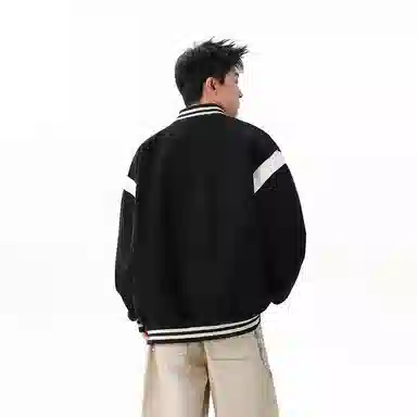 【dme】  潮牌高街美式复古徽章刺绣拼接学院风夹克外套男时尚宽松情侣款百搭休闲秋款棒球服 男女同款