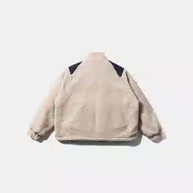 【dme】 潮流美式设计感立领两面穿羊羔毛棉衣外套男冬季宽松保暖中性休闲拼接工装棉服 男女同款