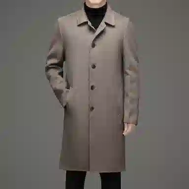 【dme】 双面呢羊毛大衣男长款过膝秋冬季翻领男青年无羊绒外套潮男装 男款