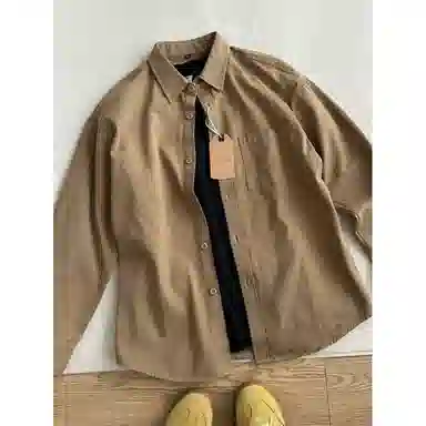 【dme】 美式复古纯棉文艺基础款纯色休闲简约宽松垂感百搭翻领长袖衬衫 男女同款