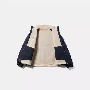 【dme】 潮流美式设计感立领两面穿羊羔毛棉衣外套男冬季宽松保暖中性休闲拼接工装棉服 男女同款