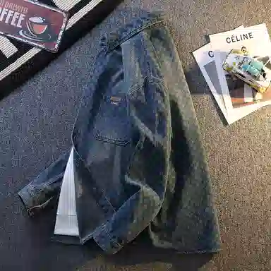 【dme】 美式高街心动帅气男孩外搭开衫上衣春秋回头率高的时尚翻领夹克时髦洋气牛仔外套 男女同款