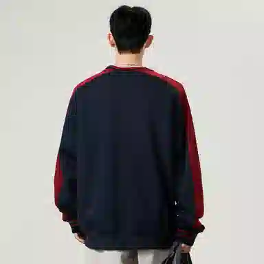 【dme】 美式复古拼接撞色上衣服秋季潮牌百搭宽松休闲套头圆领卫衣 男女同款